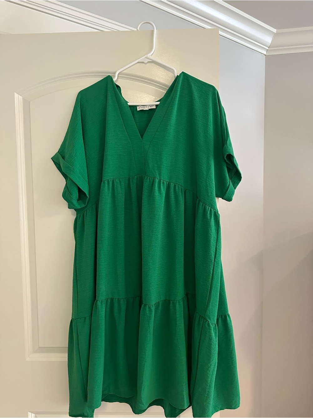 She + Sky Green V-Neck Dress